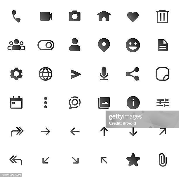 minimal icons, flat design icons, ui icon set, interface elements, web app symbols, basic icons, mobile app ui, vector icon pack, navigation icons, user interface buttons, social media icons, essential ui kit, system icons, thin line icons, communication - ui kit stock illustrations