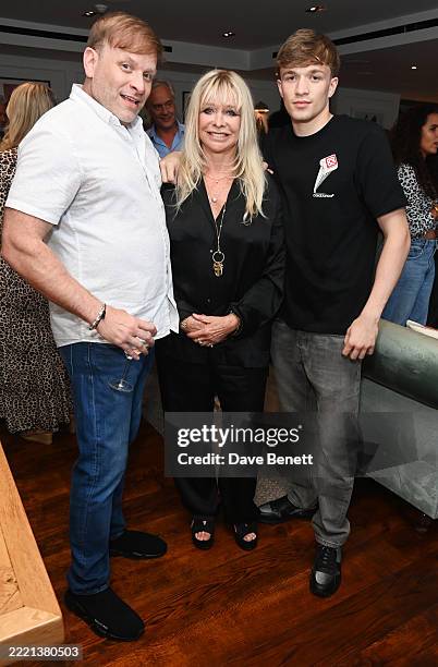 Jamie Wood, Jo Wood and Leo Wood attend the launch of Jo Wood's debut novel "The Resurrection of Flo" at Nexus Club on June 25, 2025 in London,...
