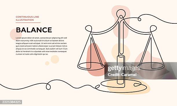 illustrations, cliparts, dessins animés et icônes de équilibre en ligne continue, illustration de l’échelle de poids - balance