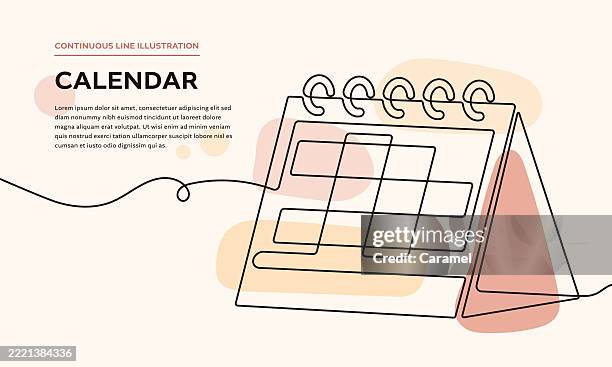 continuous line calendar illustration - diary stock illustrations