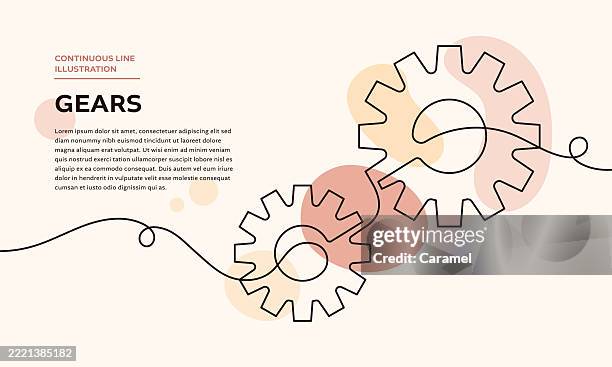 stockillustraties, clipart, cartoons en iconen met mechanic gear continuous line illustration - continuïteit