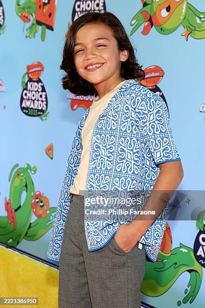 Acston Luca Porto attends the Nickelodeon Kids' Choice Awards 2025 at Barker Hangar on June 21, 2025 in Santa Monica, California.