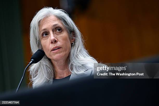 Susan Monarez takes part in a hearing on her nomination for Director of the Centers of Disease Control and Prevention before the Seante Committee on...