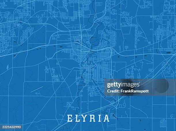elyria oh city vector road map blue horizontal - sheffield stock illustrations
