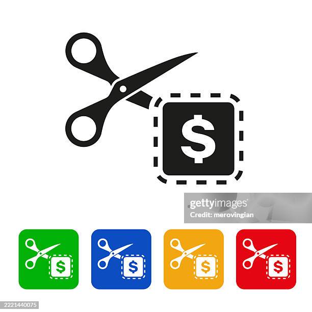 scissors cutting dollar discount coupon. various colors - coupon border scissors stock illustrations