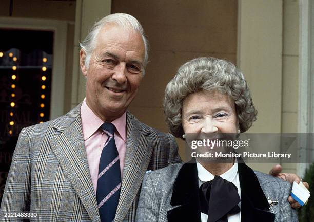 English actor Michael Denison with his wife actress Dulcie Gray attending an event in London, England in June 1985.