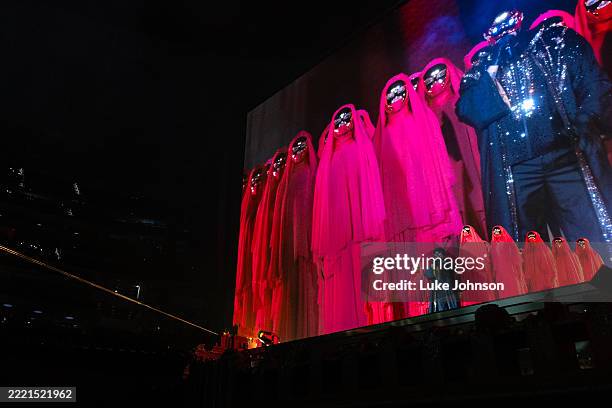 Los Angeles, CA The Weeknd performs for a sold-out-crowd during his After Hours til Dawn Stadium Tour at SoFi Stadium on Wednesday, June 25, 2025 in...