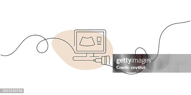 ilustraciones, imágenes clip art, dibujos animados e iconos de stock de dibujo de línea continua del icono de ultrasonido. ilustración vectorial de símbolo dibujado a mano. - ecografía