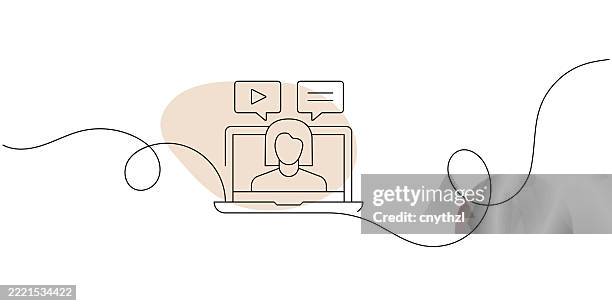 continuous line drawing of webinar icon. hand drawn symbol vector illustration. - continuous learning stock illustrations
