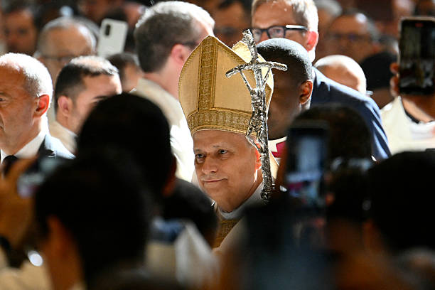Pope Leo XIV leads a mass at St Peter's basilica as part of the Jubilee of Priests in The Vatican on June 27, 2025.