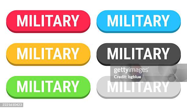 Military Communication Button Military Colorful 3d Click Web Buttons On Blank Background High-Res ...