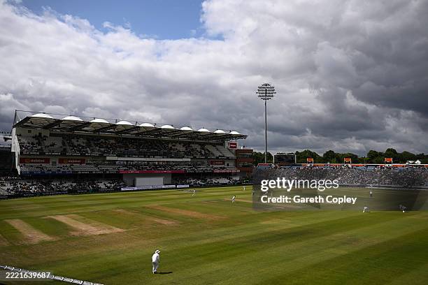 General view of play during day four of the 1st Rothesay Test Match between England and India at Headingley on June 23, 2025 in Leeds, England.