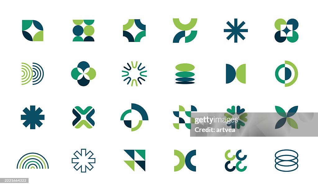 Vector set of minimalism geometric Bauhaus style symbol design elements