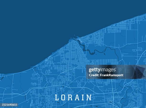 lorain oh city vector road map blue horizontal - sheffield stock illustrations