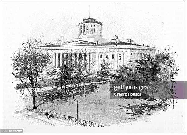 ohio, capitol building, columbus - columbus ohio statehouse stock illustrations
