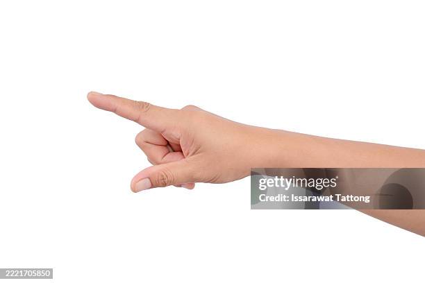 a hand pointing to the right - wijsvinger stockfoto's en -beelden