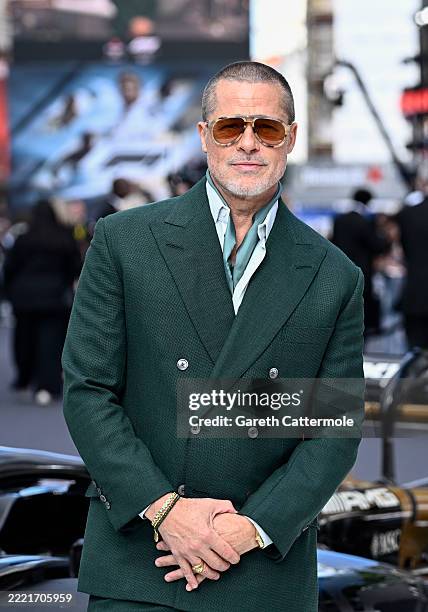 Brad Pitt attends the "F1: The Movie" European Premiere at Cineworld Leicester Square on June 23, 2025 in London, England.