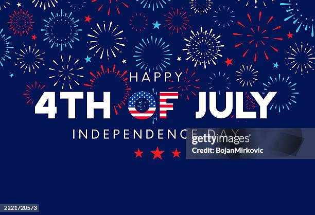 4th of july, independence day background with fireworks. vector - fourth of july stock illustrations