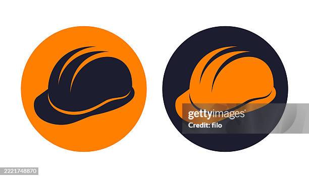 schutzhelm konstruktion helm vorsicht kreis icon symbol design element - barrikade stock-grafiken, -clipart, -cartoons und -symbole