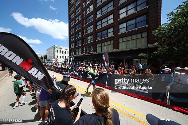 Athletes compete in the run portion of the 2025 IRONMAN 70.3 Rockford on June 22, 2025 in Rockford, Illinois.