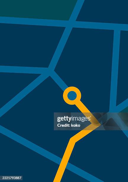 stockillustraties, clipart, cartoons en iconen met night map, dark mode. location map with city street roads. gps navigation. - navigatieapparatuur