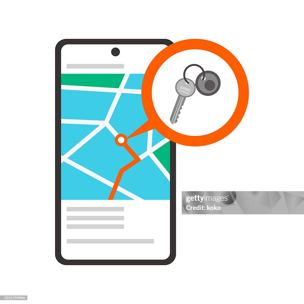Map Key Phone Key With Smart Tag Smartphone Map App With Gps Navigation Track And ...