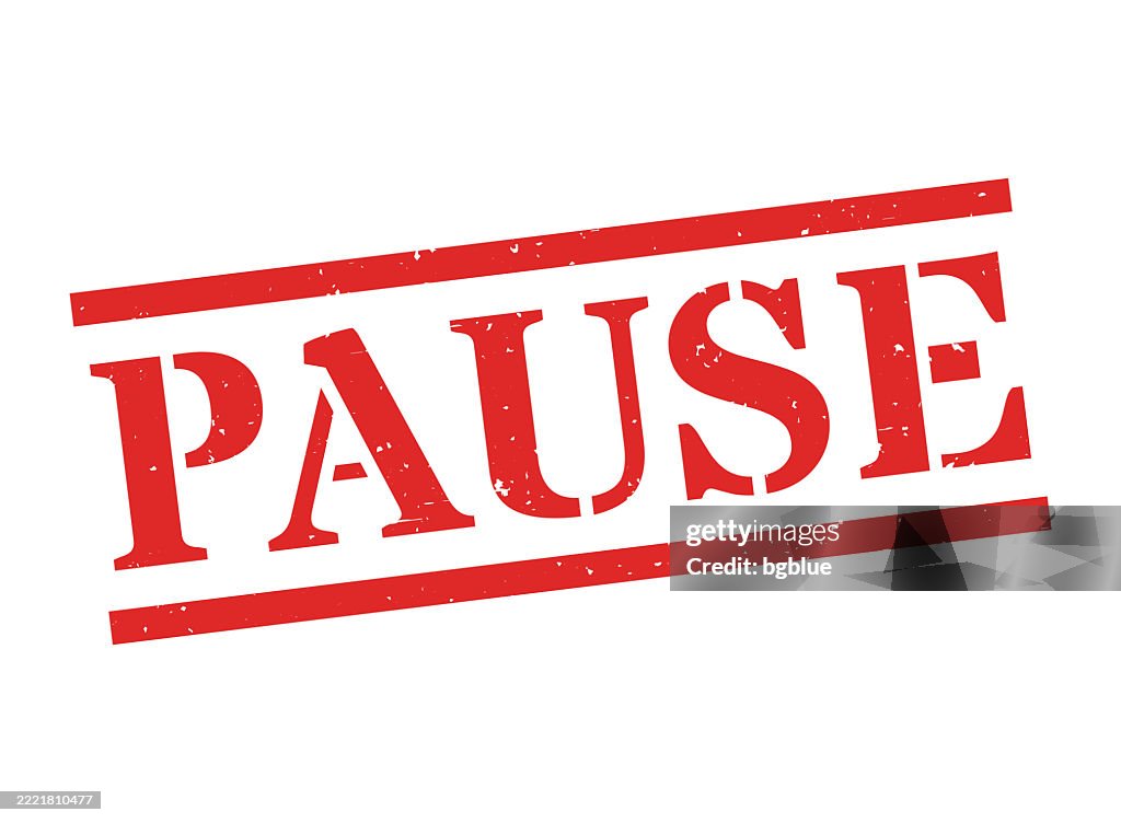 Pause Label Pause Red Rubber Stamp On Blank Background High-Res Vector Graphic ...