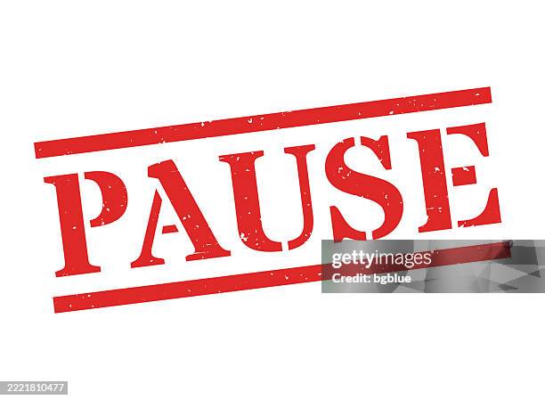 pause - red rubber stamp on blank background - pause button stock illustrations