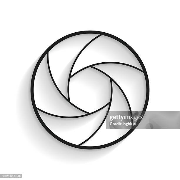 camera shutter. line icon with long shadow on white background - opening shutter stock illustrations