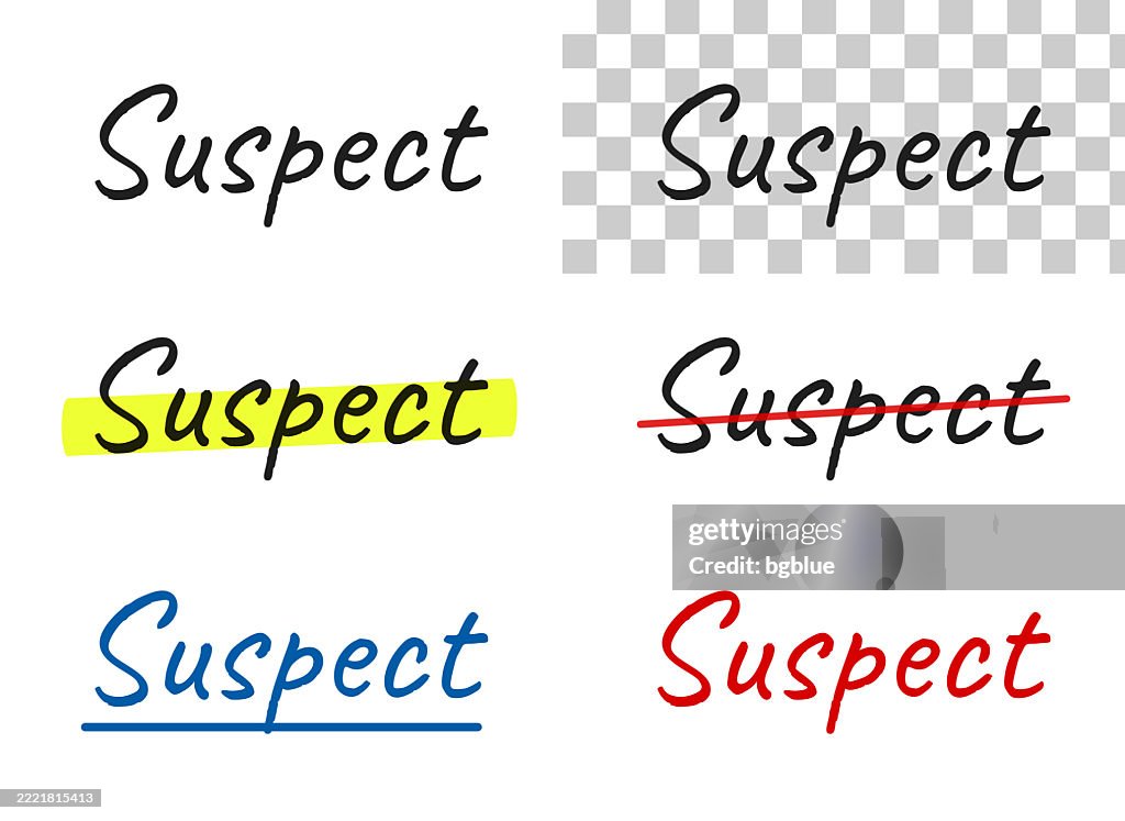 Lettering Suspects Suspect Handwritten Text Highlighted Crossed Out Underlined On Blank ...