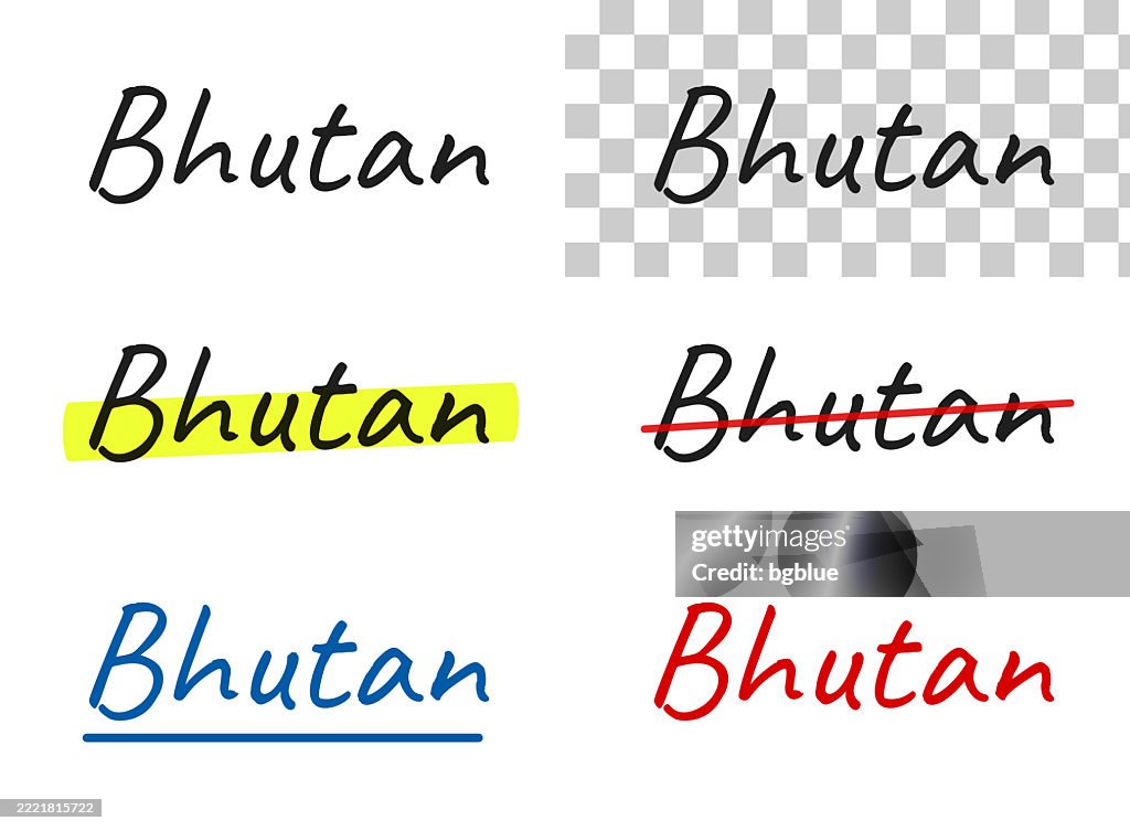 Butuan Language Bhutan Handwritten Text Highlighted Crossed Out Underlined On Blank ...