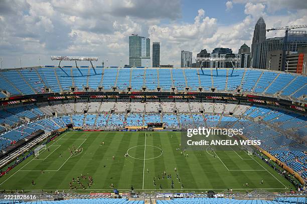Empty benches are seen ahead of the FIFA Club World Cup 2025 round of 16 football match between Portugal's Benfica and England's Chelsea at the Bank...