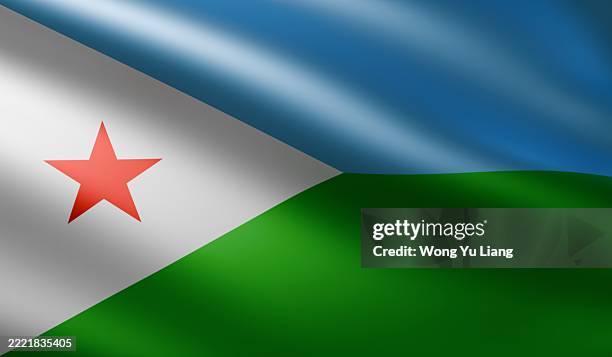 djibouti flag close up - horn von afrika stock-fotos und bilder