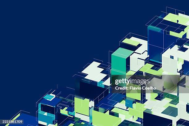 modular data architecture abstract with geometric 3d blocks - engineering-design-process-diagram stock pictures, royalty-free photos & images