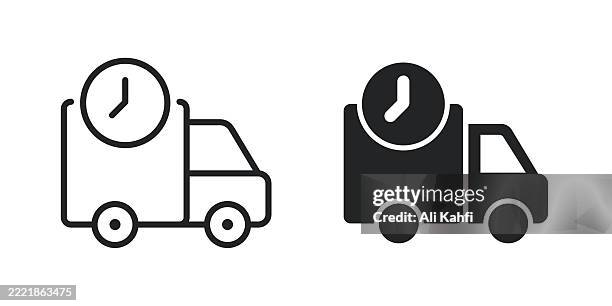 delivery thin line and glyph solid icon. editable stroke and perfect pixel isolated on transparent background - buy online pick up in store stock illustrations