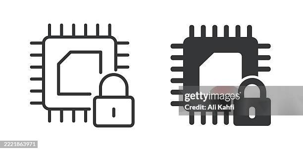 hardware security thin line and glyph solid icon. editable stroke and perfect pixel isolated on transparent background - case closed stock illustrations