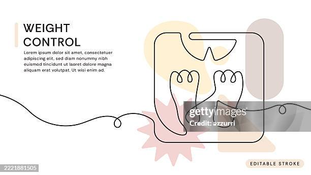 weight control continuous line icon - obesity stock illustrations