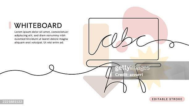 whiteboard, chalkboard continuous line icon - whiteboard doodles stock illustrations