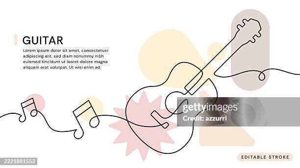 ilustrações de stock, clip art, desenhos animados e ícones de guitar continuous line icon - música acústica