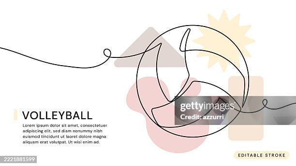 volleyball continuous line icon - beach volleyball stock illustrations