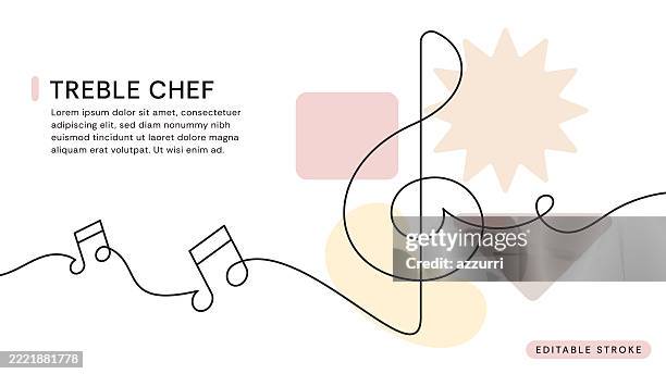 ilustrações de stock, clip art, desenhos animados e ícones de treble clef continuous line icon - nota musical