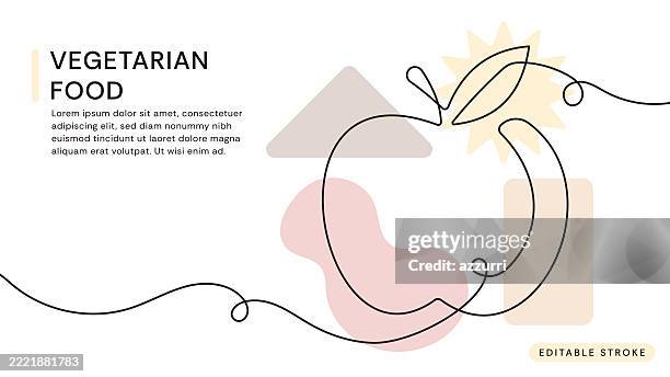 vegetarian food continuous line icon - apple vector stock illustrations