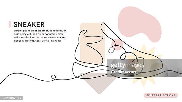 sneaker continuous line icon - canvas shoe stock illustrations