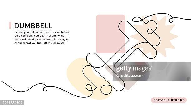 dumbbell continuous line icon - weights stock illustrations