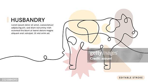husbandry continuous line icon - dairy cattle stock illustrations