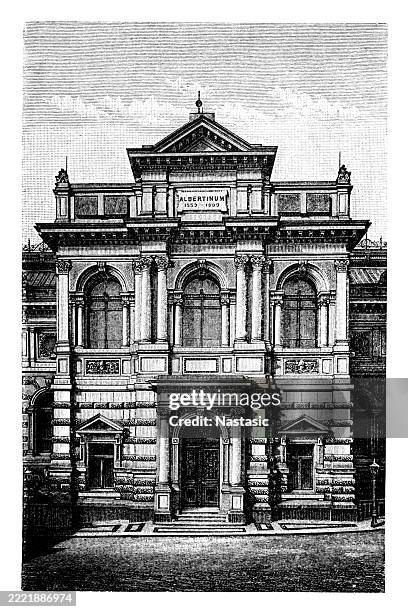 dresden buildings, albertinum, built by adolph canzler (1818 - 1903) - albertinum museum stock illustrations