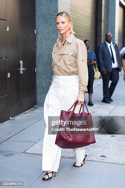 Charlize Theron is seen in SoHo on June 24, 2025 in New York City.