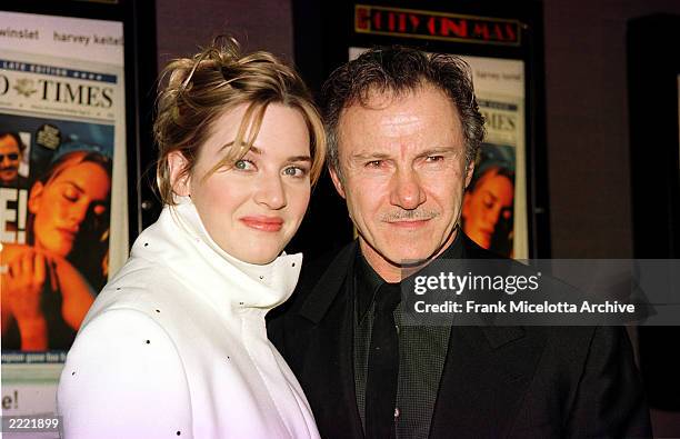 Kate Winslet and Harvey Kietel at the New York premiere of Jane Campion's HOLY SMOKE by Miramax films, 1/10/00.