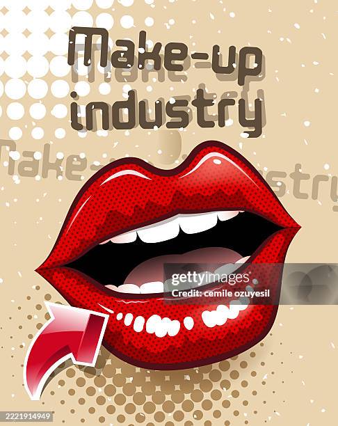 make-up label - red face paint stock illustrations