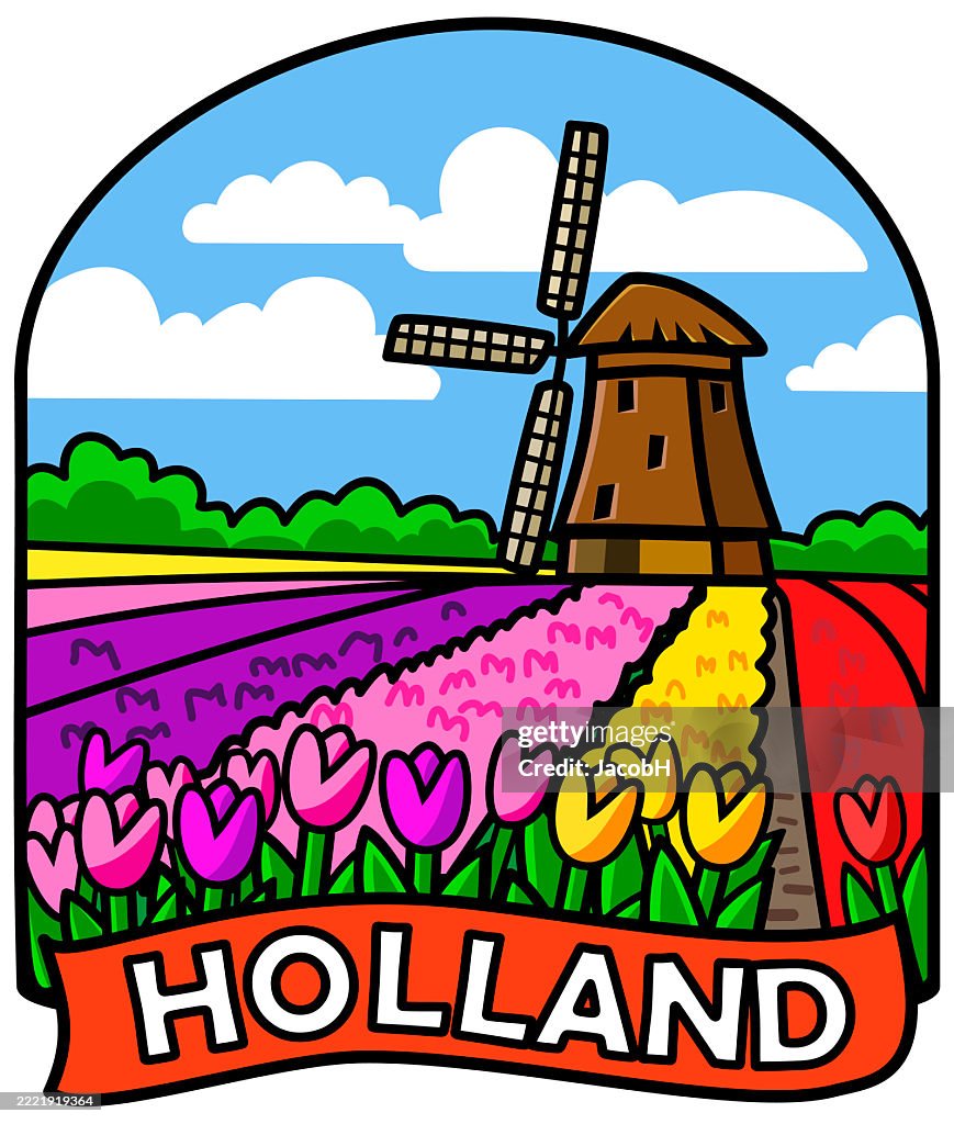 Holland Tulips Windmill Logo